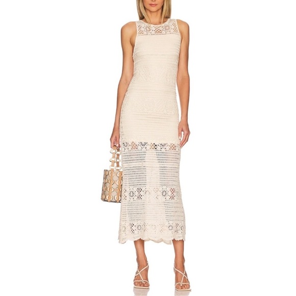 BB Dakota by Steve Madden Dresses & Skirts - Crochet You Love Me Beige Crocheted Sleeveless Maxi Dress BB Dakota by Steve